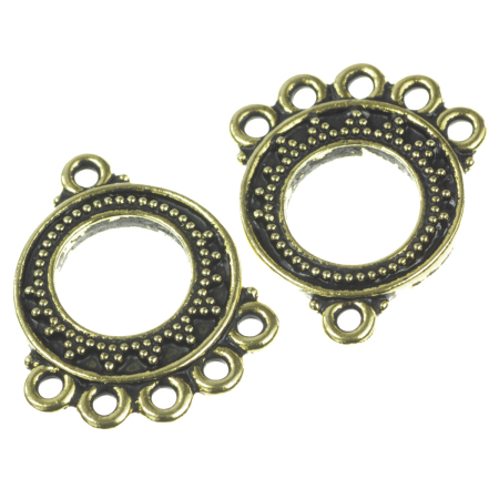 Accesorii metalice - Link chandelier motiv geometric, aliaj placat cu aur antichizat, 22x21 mm, gros. 2.5 mm