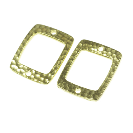 Accesorii metalice - Link dreptunghiular texturat, aliaj placat cu aur, 21x16 mm, gros. 2 mm