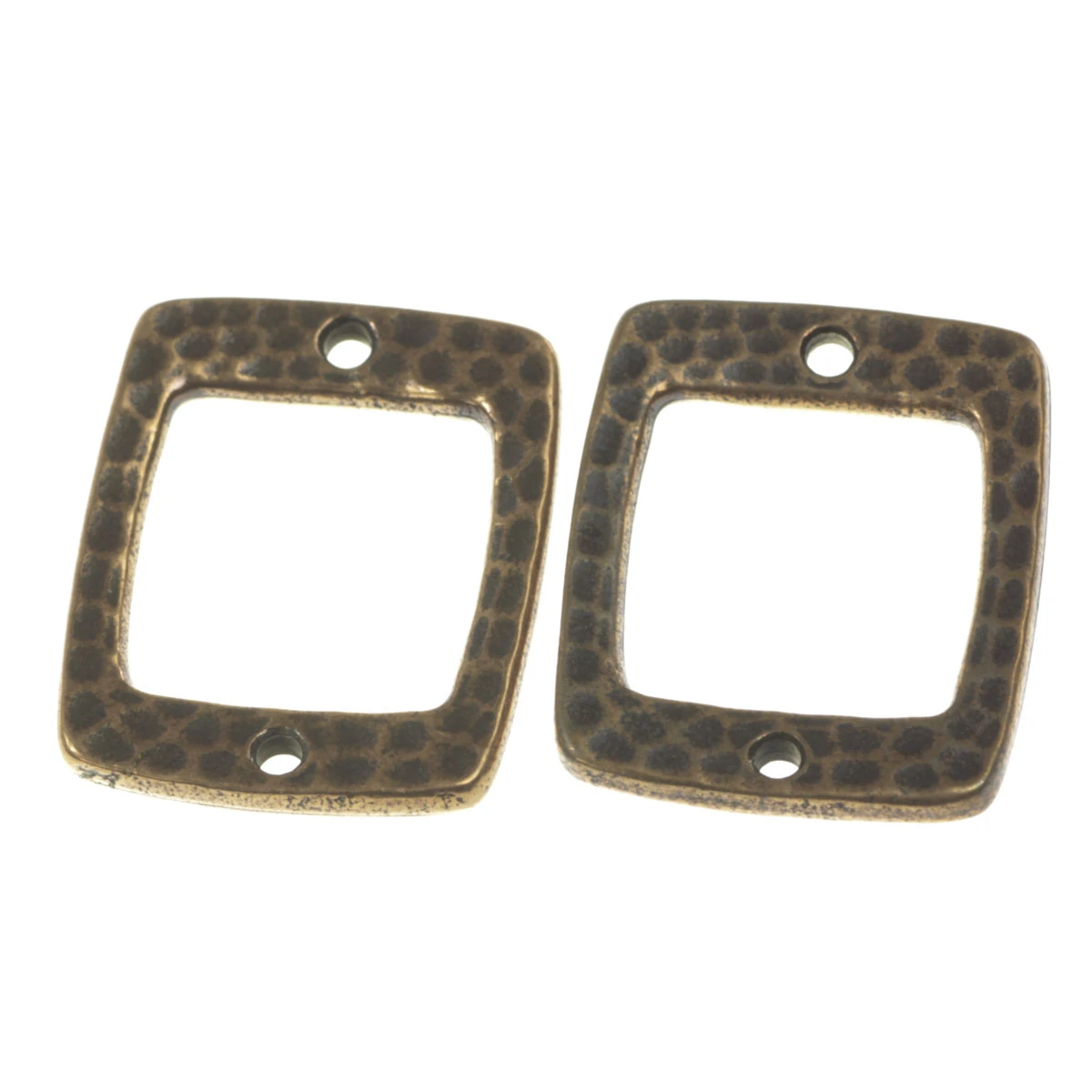 Conectori, link-uri si tuburi - Link dreptunghiular texturat, aliaj placat cupru antichizat, 21x16 mm, gros. 2 mm