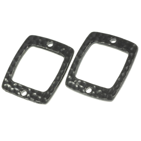 Accesorii metalice - Link dreptunghiular texturat, negru, 21x16 mm, gros. 2 mm
