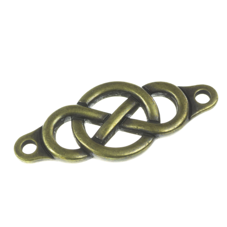 Accesorii metalice - Link infinit, aliaj placat cu alama antichizata, 35x15 mm, gros. 2 mm, orif. 2 mm