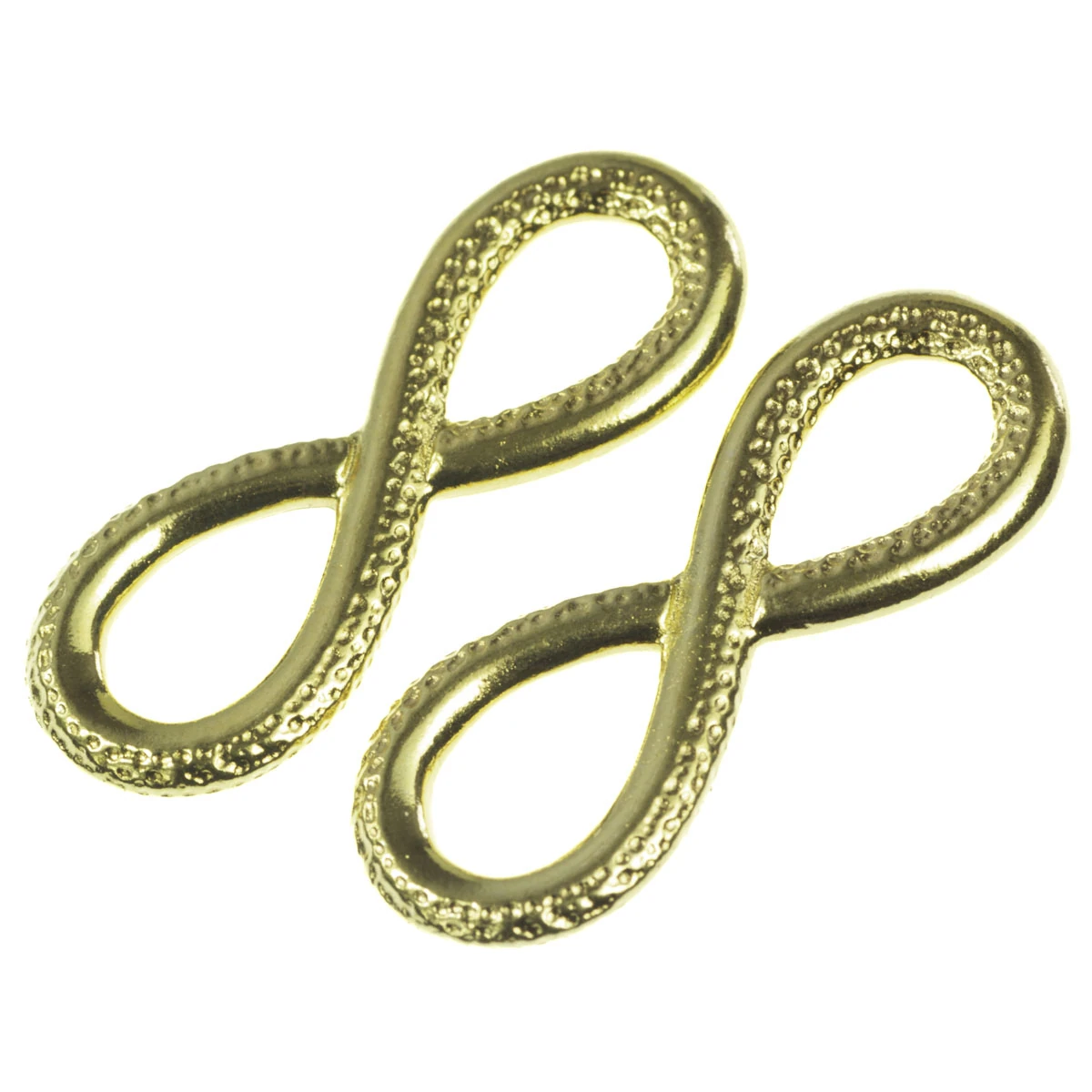 Conectori, link-uri si tuburi - Link infinit, texturat, aliaj placat cu aur, 32x12 mm, gros. 2.5 mm
