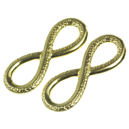 Accesorii metalice - Link infinit, texturat, aliaj placat cu aur, 32x12 mm, gros. 2.5 mm