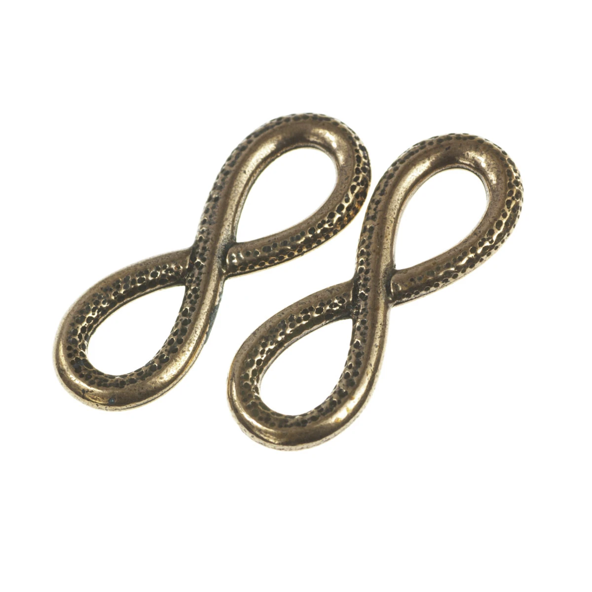 Conectori, link-uri si tuburi - Link infinit, texturat, aliaj placat cupru antichizat, 32x12 mm, gros. 2.5 mm
