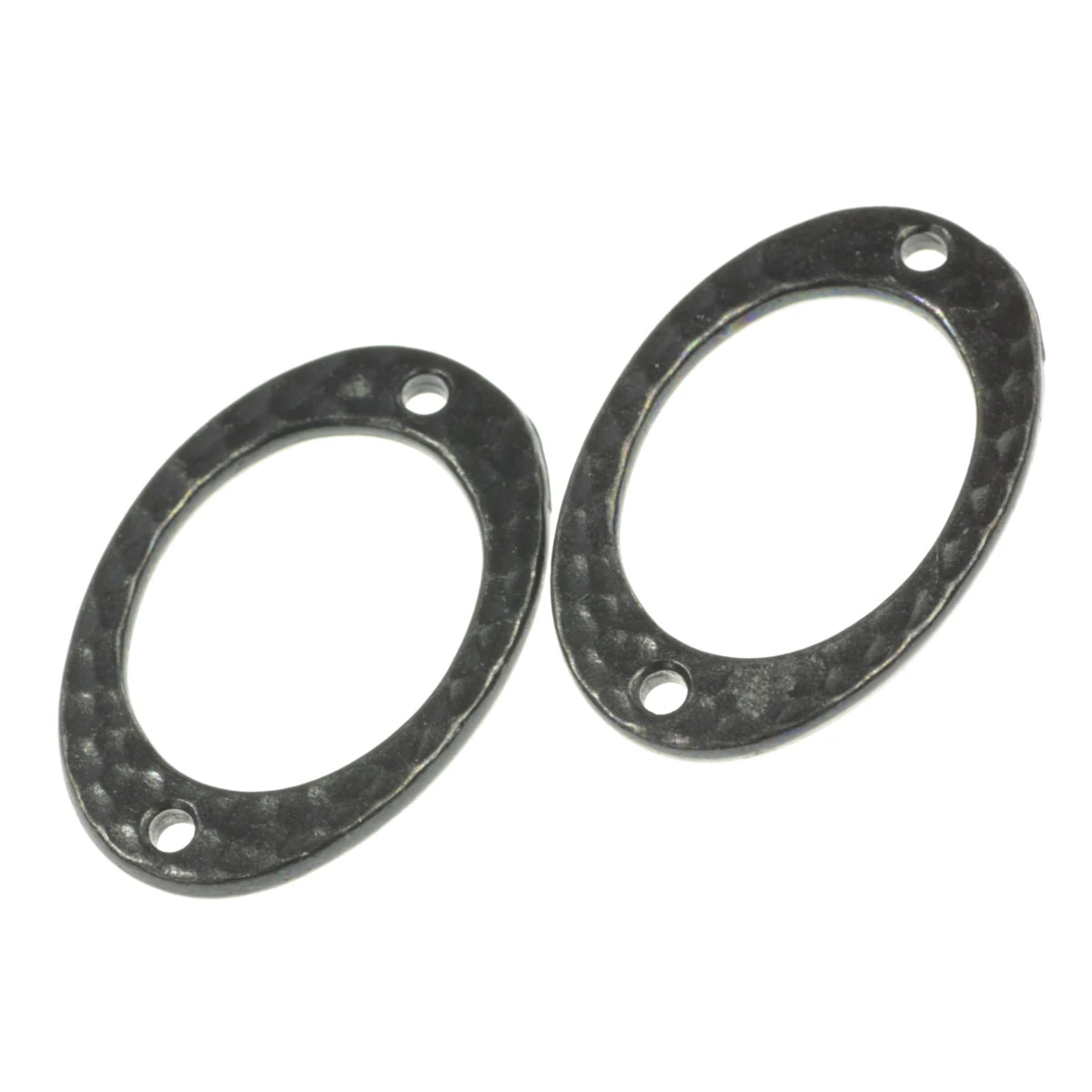 Conectori, link-uri si tuburi - Link oval texturat, negru, 19x16 mm, gros. 2 mm, orif. 1 mm