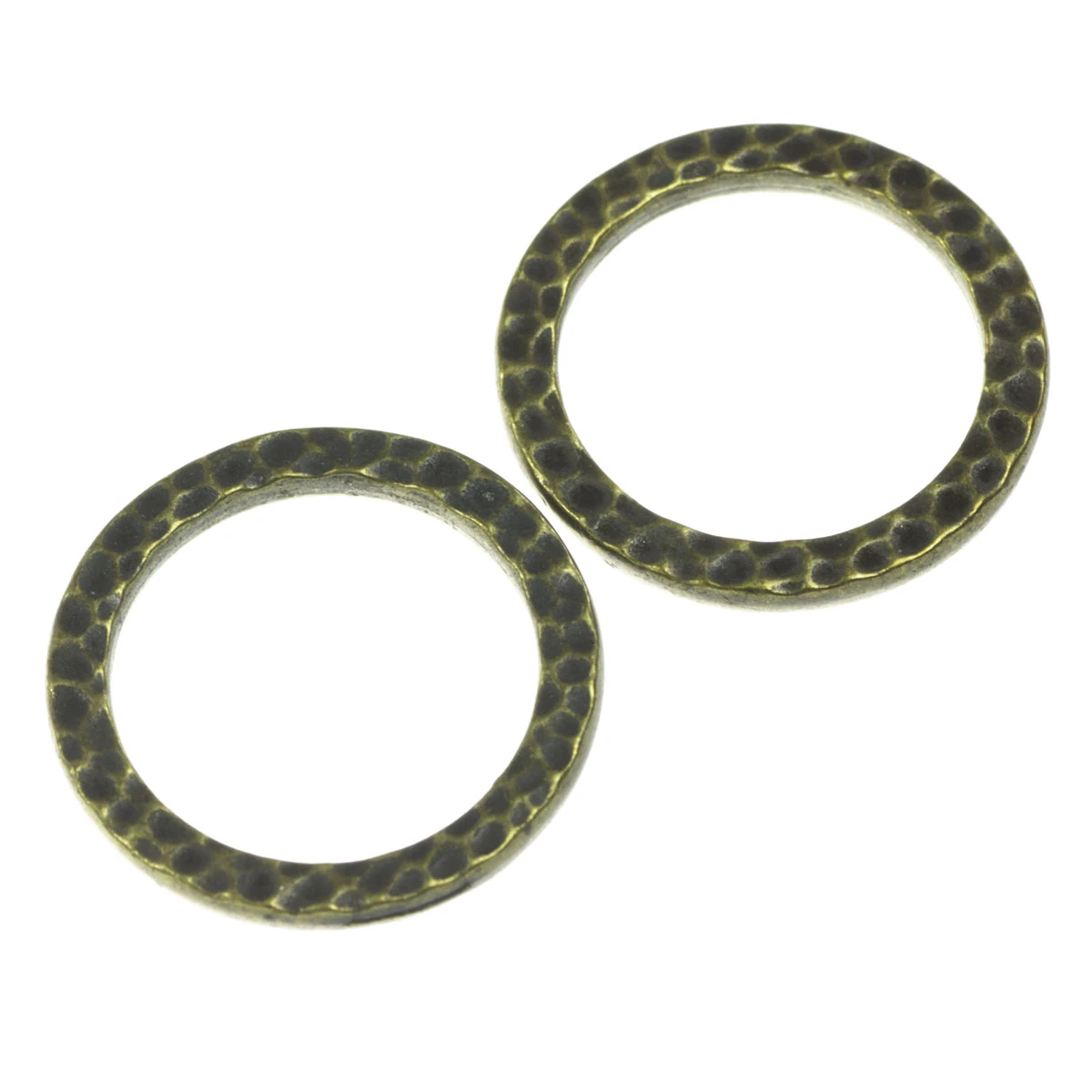 Conectori, link-uri si tuburi - Link rotund texturat, aliaj placat cu alama antichizata, D 19 mm, gros. 2 mm