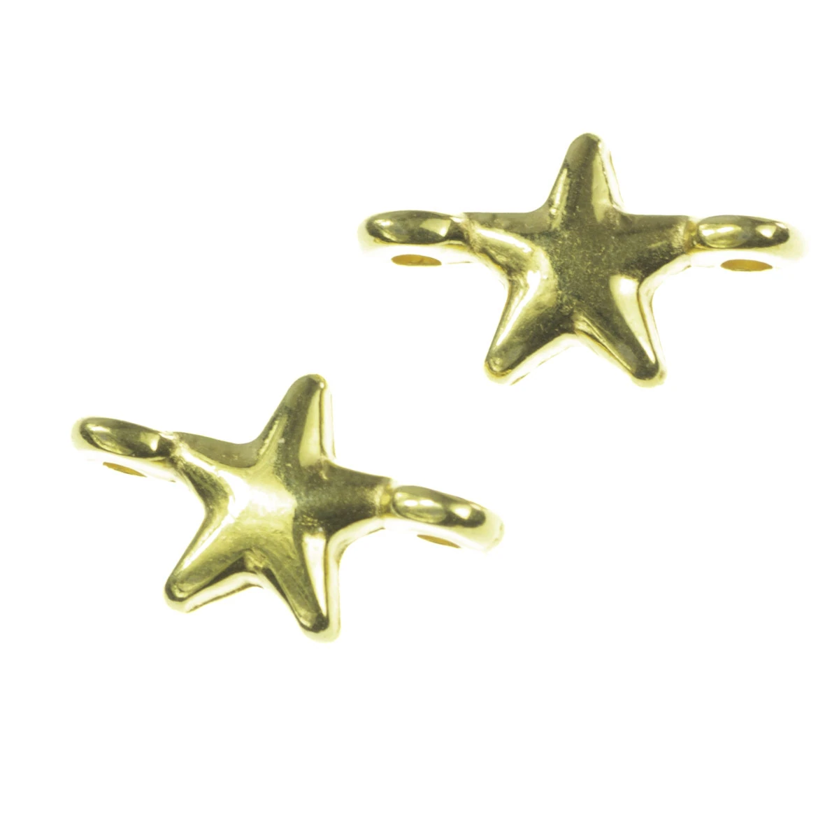 Conectori, link-uri si tuburi - Link stea, zamac placat cu aur, 13x7 mm, gros. 2 mm