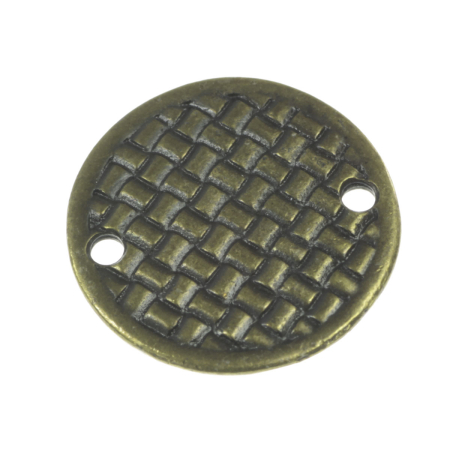 Accesorii metalice - Link texturat, aliaj placat cu alama antichizata, D 18 mm, gros. 1.5 mm