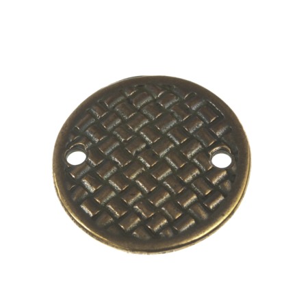 Accesorii metalice - Link texturat, aliaj placat cupru antichizat, D 18 mm, gros. 1.5 mm