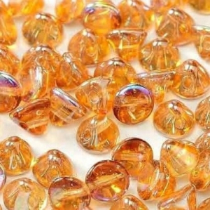 Margele Cehia - Margele cehesti Button 4 mm Crystal Orange Rainbow