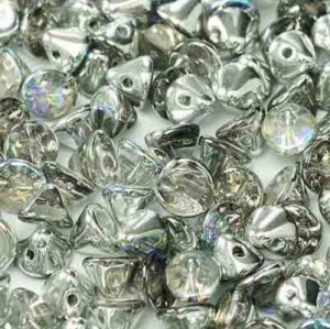 Margele Cehia - Margele cehesti Button 4 mm Crystal Silver Rainbow