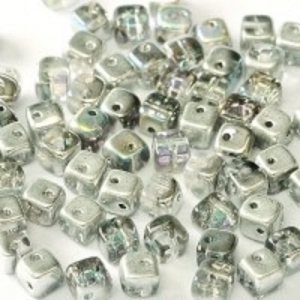 Margele Cehia - Margele cehesti Crisscross cube Crystal Silver Rainbow 2hole