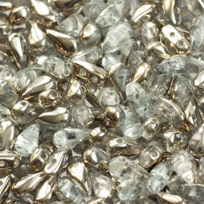 Margele cehesti DropDuo - Margele cehesti DropDuo 3 x 6 mm Crystal Argentic