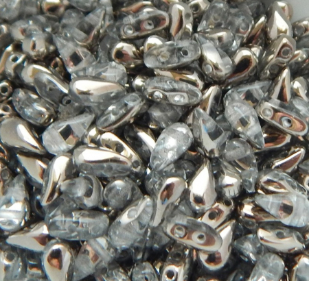 DropDuo - Margele cehesti DropDuo 3 x 6 mm Crystal Argentic