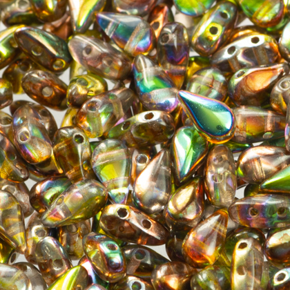 Margele cehesti DropDuo - Margele cehesti DropDuo 3 x 6 mm Crystal Magic Copper