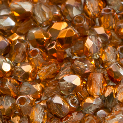 Fire Polish - Fire polished 3 mm Crystal Gold Sunset