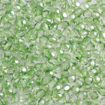 Fire Polish - Margele cehesti Fire Polished 3 mm Crystal Light Green Lumi