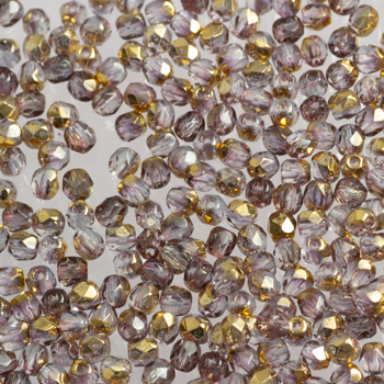 Fire Polish - Margele cehesti Fire Polished 3 mm Crystal Lila Metalic Gold