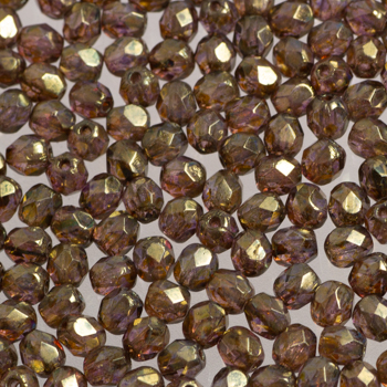 Fire Polish - Margele cehesti Fire Polished 3 mm Crystal Pink Coper LusteRed