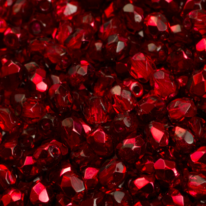 Fire Polish - Fire polished 3 mm Crystal Pomegranate Metallic Ice