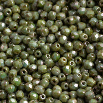 Fire Polish - Margele cehesti Fire Polished 3 mm Opac Pastel Lime LusteRed