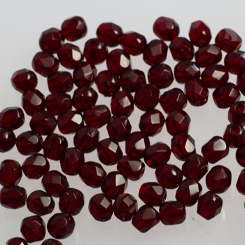 Fire Polish - Margele cehesti Fire Polished 4 mm Crystal Burgundy