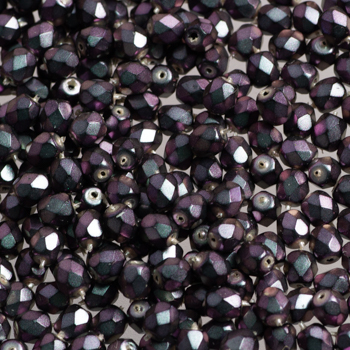 Fire Polish - Margele cehesti Fire Polished 4 mm Jet Indigo Orchid