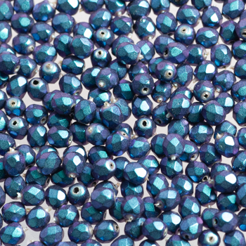 Fire Polish - Margele cehesti Fire Polished 4 mm Jet Orchid Aqua