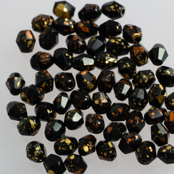 Fire Polish - Margele cehesti Fire Polished 5 mm Jet Metalic Gold