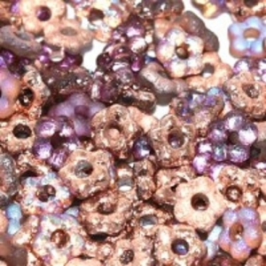 Margele Cehia - Margele cehesti Floare nu ma uita 5 mm Crystal etched copper rainbow
