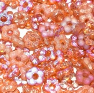 Margele Cehia - Margele cehesti Floare nu ma uita 5 mm Crystal etched orange rainbow