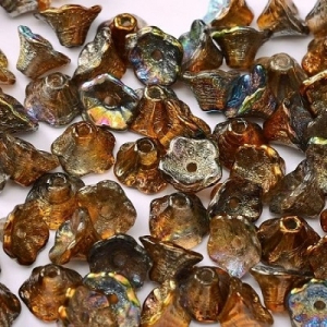 Margele Cehia - Margele cehesti Floare clopotel 7x5 mm Crystal margintic copper