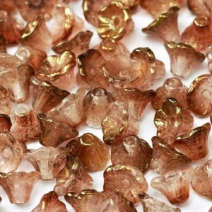 Margele Cehia - Margele cehesti Floare clopotel 7x5 mm Crystal pink gold lumi