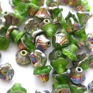 Margele Cehia - Margele cehesti Floare clopotel 7x5 mm Olive vitrail