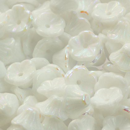 Flower Cup Beads 7 x 5 mm Chalk White AB