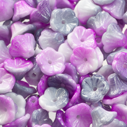 Margele Cehia - Flower Cup Beads 7 x 5 mm Chalk White Funky Purple