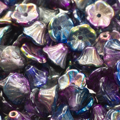 Margele Cehia - Flower Cup Beads 7 x 5 mm Crystal Magic Blue