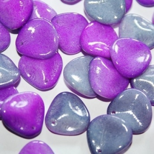 Margele Cehia - Margele cehesti Rose petal 14x13 mm Chalk white funky purple
