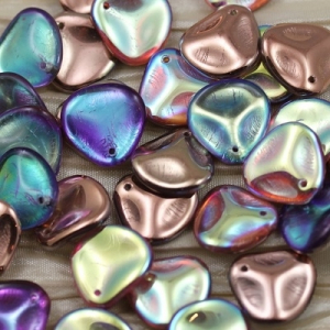 Margele Cehia - Margele cehesti Rose petal 14x13 mm Crystal copper rainbow