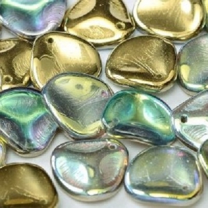 Margele Cehia - Margele cehesti Rose petal 14x13 mm Crystal golden rainbow