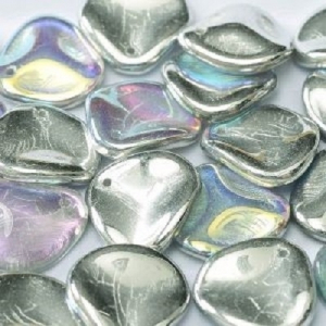 Margele Cehia - Margele cehesti Rose petal 14x13 mm Crystal silver rainbow