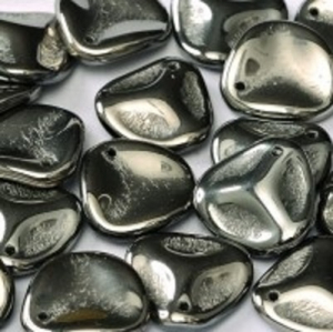 Margele Cehia - Margele cehesti Rose petal 14x13 mm Jet full chrome