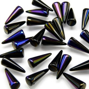 Margele Cehia - Margele cehesti Spike 7x17 mm Jet azuro