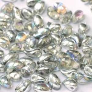 Margele Cehia - Margele cehesti Tulip petal 4x6 mm Crystal silver rainbow