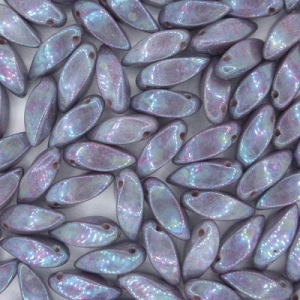 Margele Cehia - Margele cehesti Twist 6x12 mm Chalk white iris