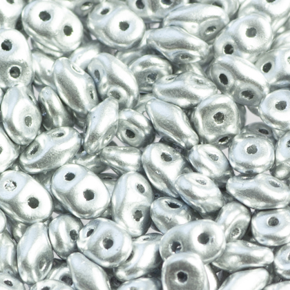 Margele cehesti diverse forme - Margele cehesti SuperDuo 5x2 mm Matte Metallic Silver