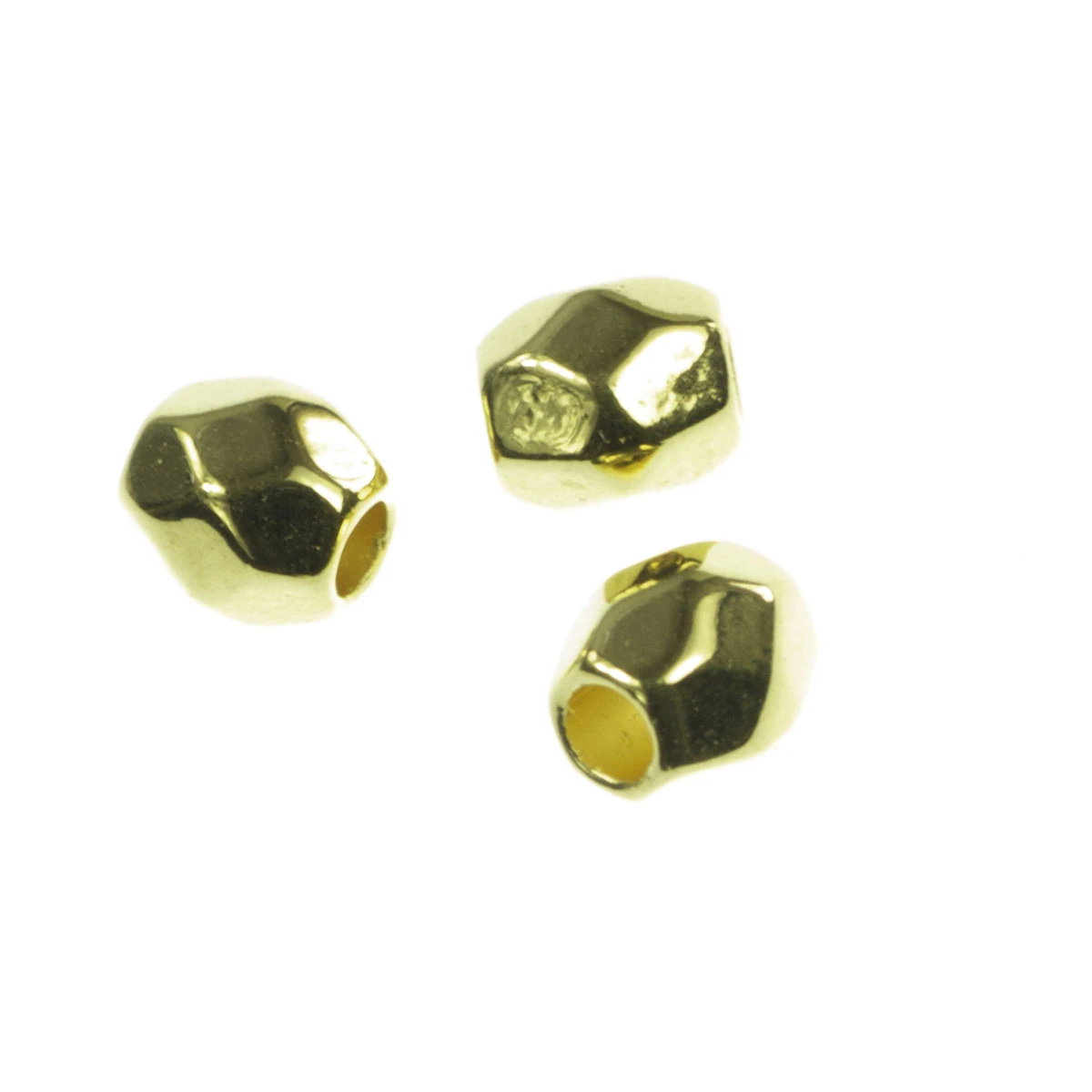 Margele metalice - Margele metalice ovale fatetate, zamac placat cu aur, L 4 mm, D 4 mm