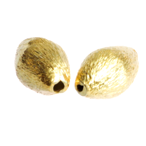 Margele din argint - Margele ovale texturate, argint 925 placat cu aur, lungime 10 mm, diametrul 6 mm