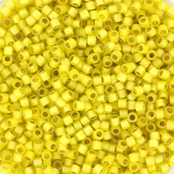 Margele Miyuki - Miyuki delica's 11/0 duracoat semi frosted silverlined dyed citron DB-2187