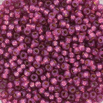 Margele Miyuki Rocailes (rotunda) - Miyuki rocailles 11/0 silverlined dyed duracoat peony pink 11-4247